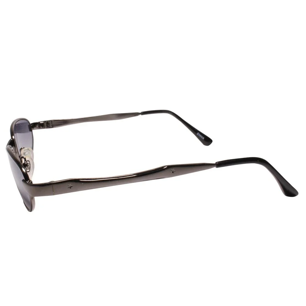 Mens Retro 80s Vintage Narrow Rectangular Metal Frame Gunmetal Sunglasses